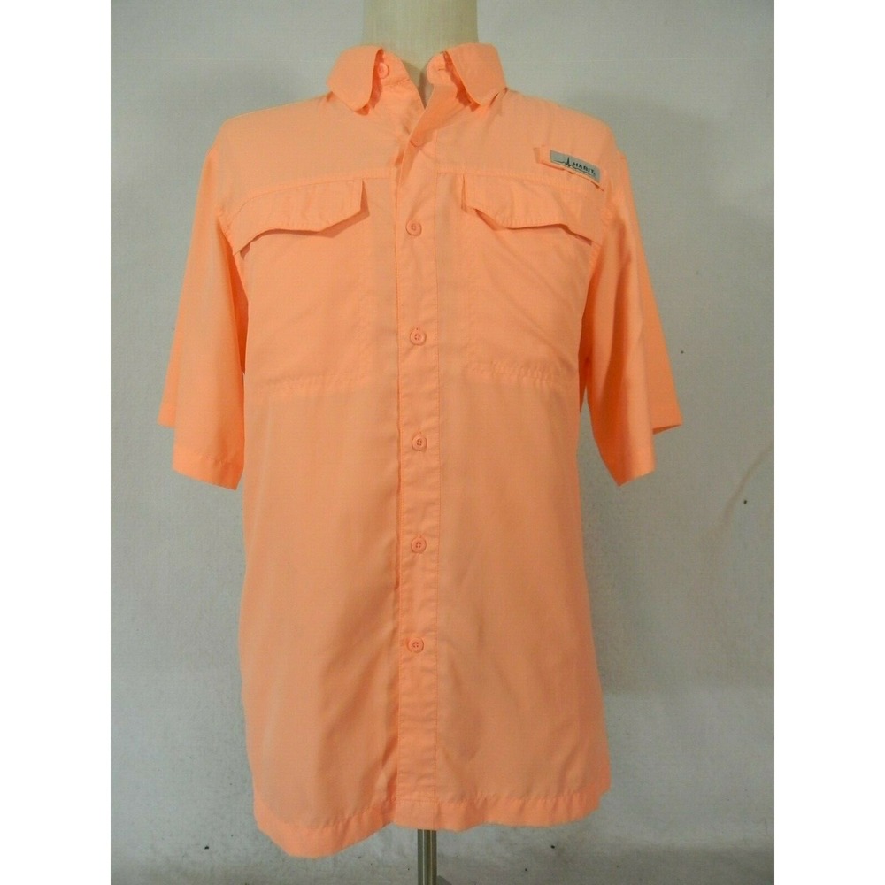 Habit fishing shirt mens medium orange short sleeve Dri Fit UV Vented